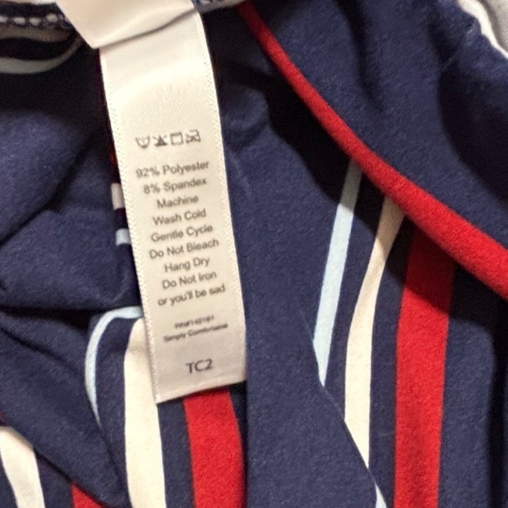 LuLaRoe Womens Leggings Size TC2 Navy Blue Red White Striped Plus 18+ NWT - Picture 4 of 4